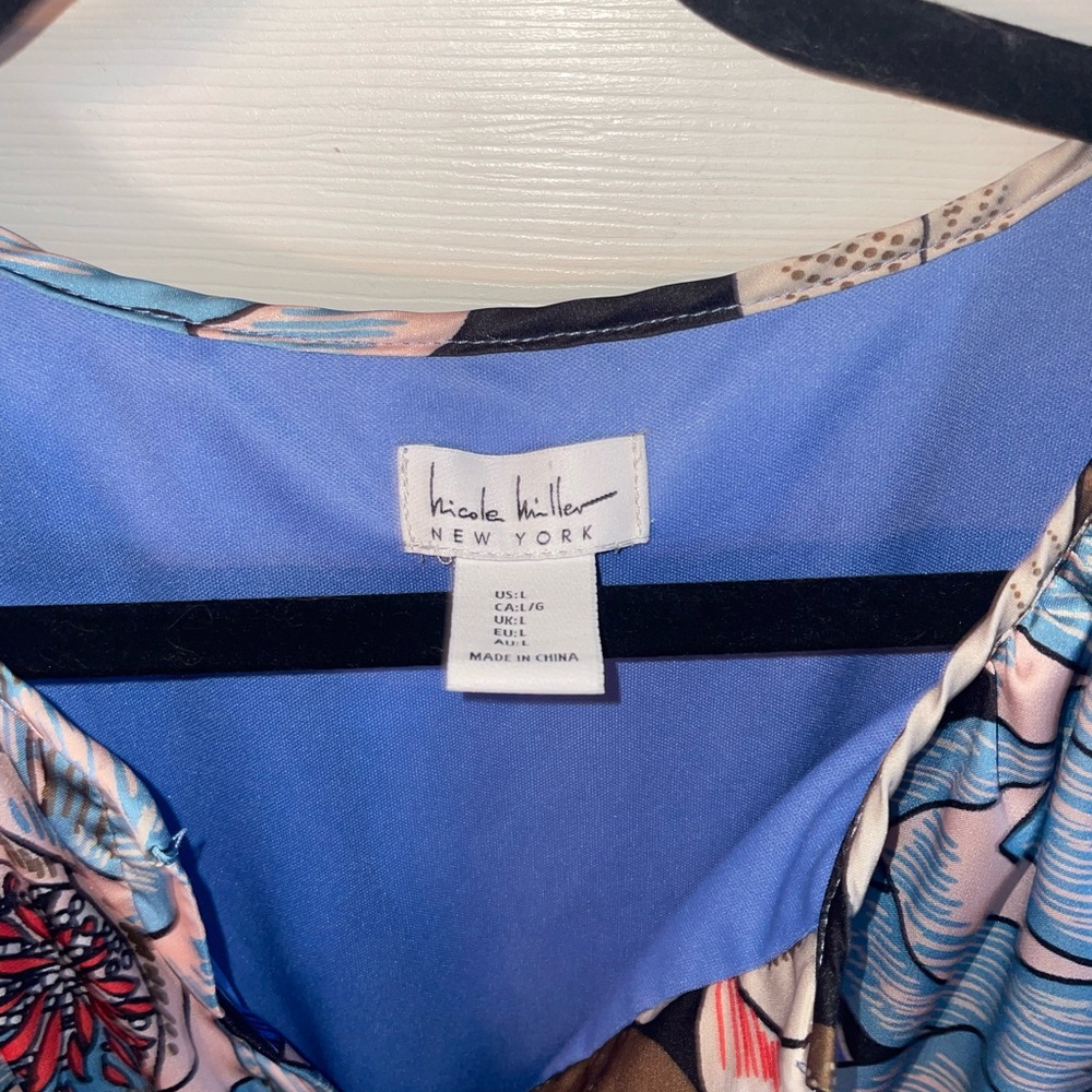 Nicole Miller Blue and Pink Floral Maxi Dress Large - Picture 3 of 4